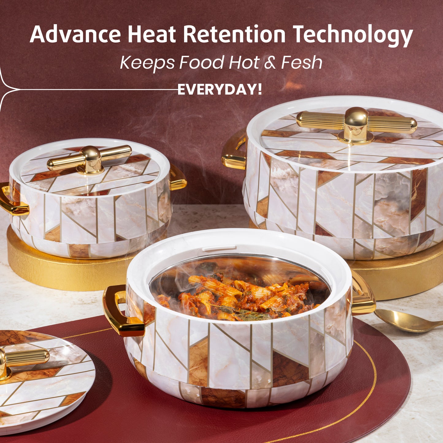 Selvel Elegance Royal Casserole – Ceramica White (1700ml, Insulated Hotpot)
