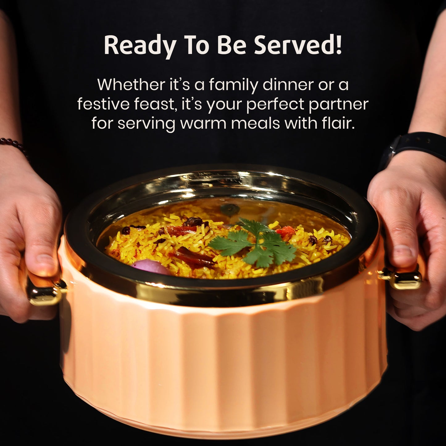 Selvel Camry Casserole Set of 3 – Peach (600ml, 1200ml, 1700ml, Insulated Hotpot)