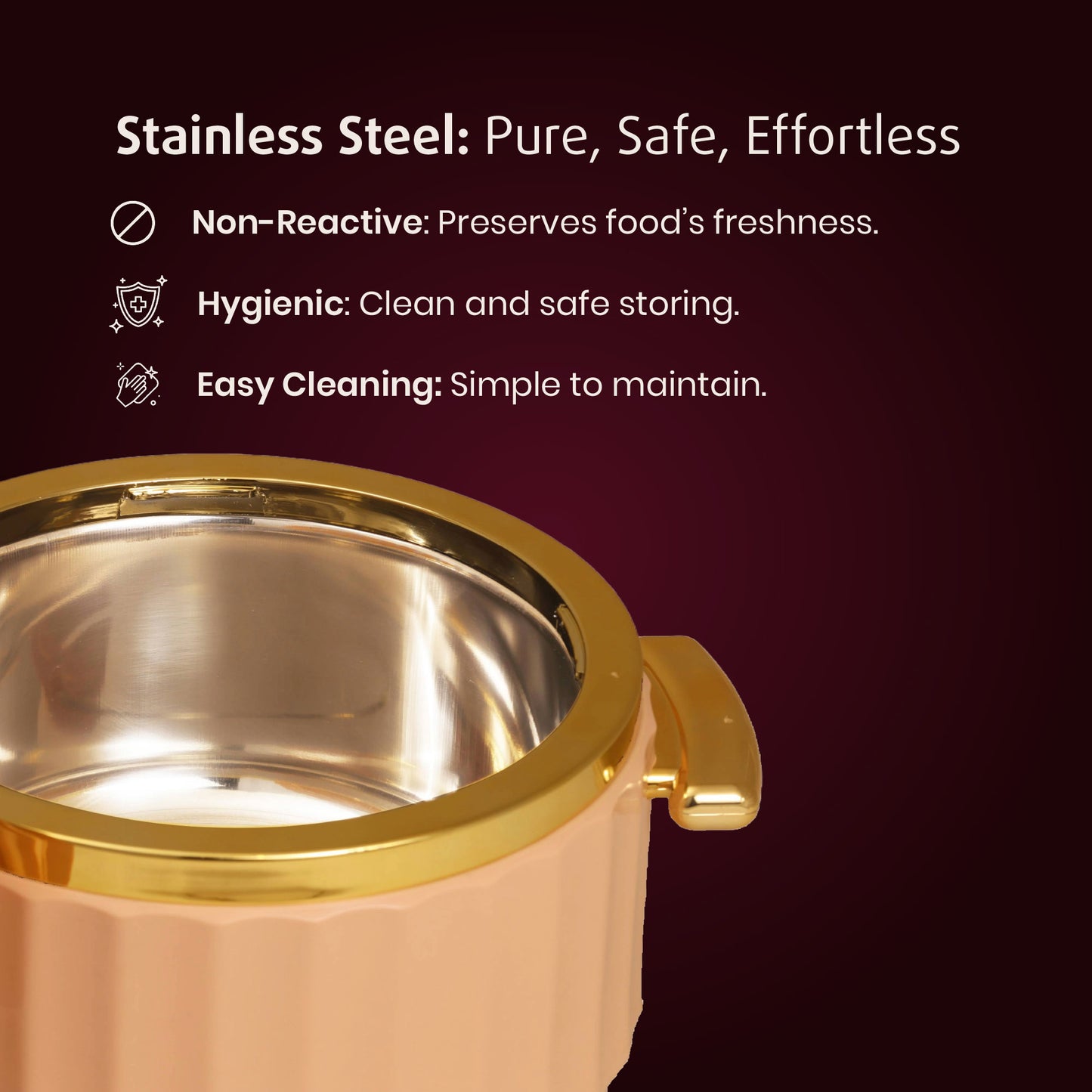 Selvel Camry Casserole Set of 3 – Peach (600ml, 1200ml, 1700ml, Insulated Hotpot)