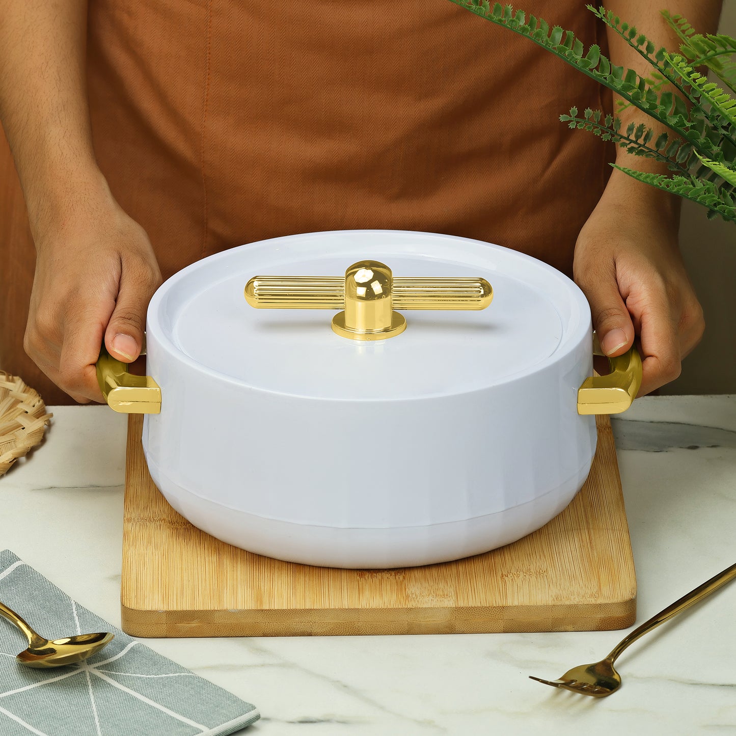 Selvel Elegance Inner Steel Casserole Set of 3 White (1700ml, 1200ml, 600ml)