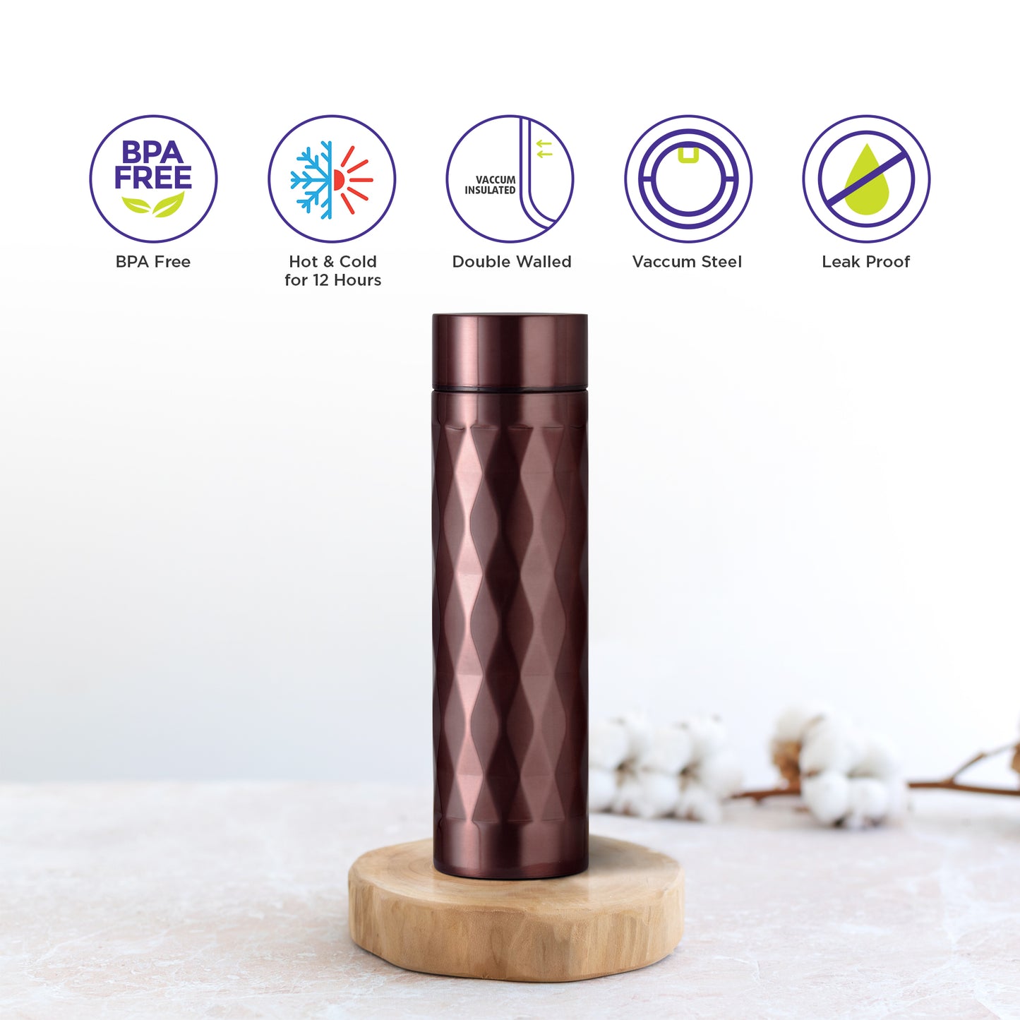 Selvel Prism Thermos Flask Vacuum Insulated Bottle (500 Ml - Metallic)