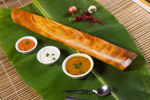 masal dosa with chutney serve in south Indian style 