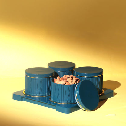Selvel Dune Emerald Green Serving Set – 4-Piece Airtight Dry Fruit & Snack Container (430ml Each)