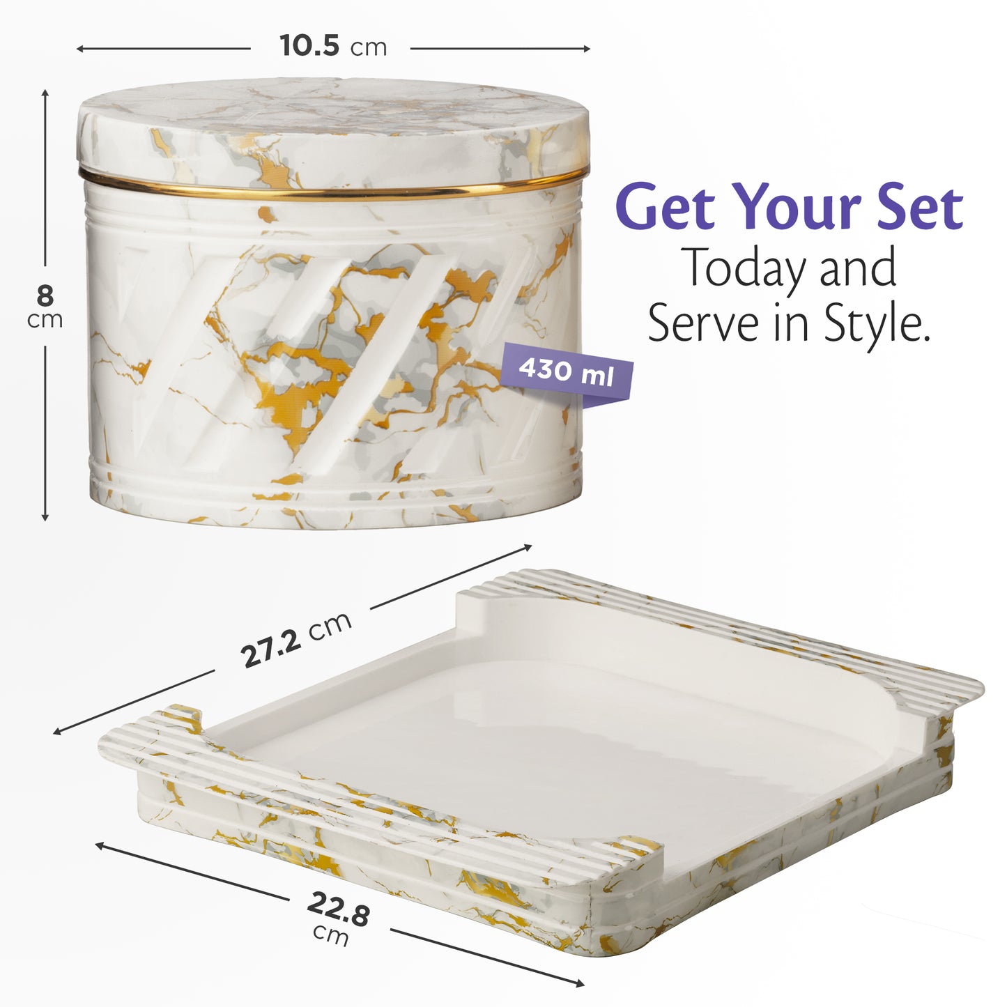 Selvel Italian White Serving Set – 4-Piece Airtight Dry Fruit & Snack Container (430ml Each)
