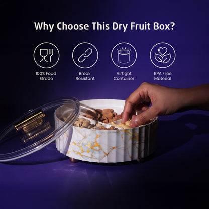 Selvel Camry Dry Fruit Box – Airtight 4-Compartment Organizer for Dry Fruits, Snacks & Gifting (Italian White)