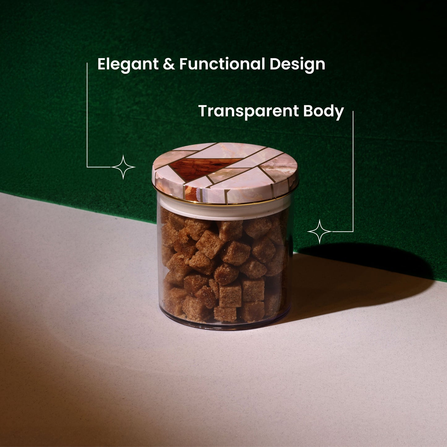 Selvel Geometric Airtight Kitchen Storage Container Set of 3 – Dry Fruits, Snacks & Gifting (600ml Each, Ceramica Finish)