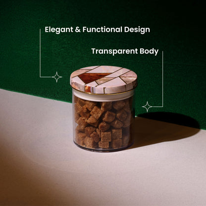Selvel Geometric Airtight Kitchen Storage Container Set of 3 – Dry Fruits, Snacks & Gifting (600ml Each, Ceramica Finish)