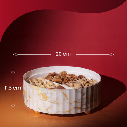 Selvel Camry Dry Fruit Box – Airtight 4-Compartment Organizer for Dry Fruits, Snacks & Gifting (Italian White)