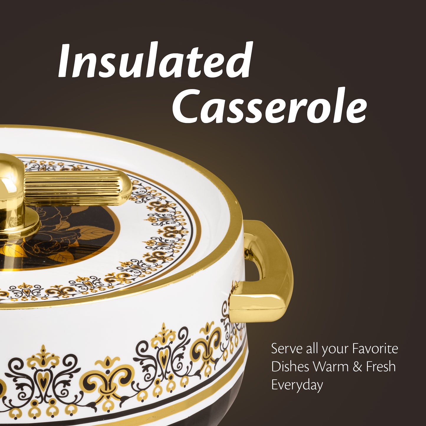 Selvel Elegance Royal Casserole Set of 3 – Coral Black (600ml, 1200ml, 1700ml, Insulated Hotpot)