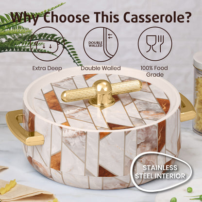 Selvel Elegance Royal Casserole – Ceramica White (1700ml, Insulated Hotpot)
