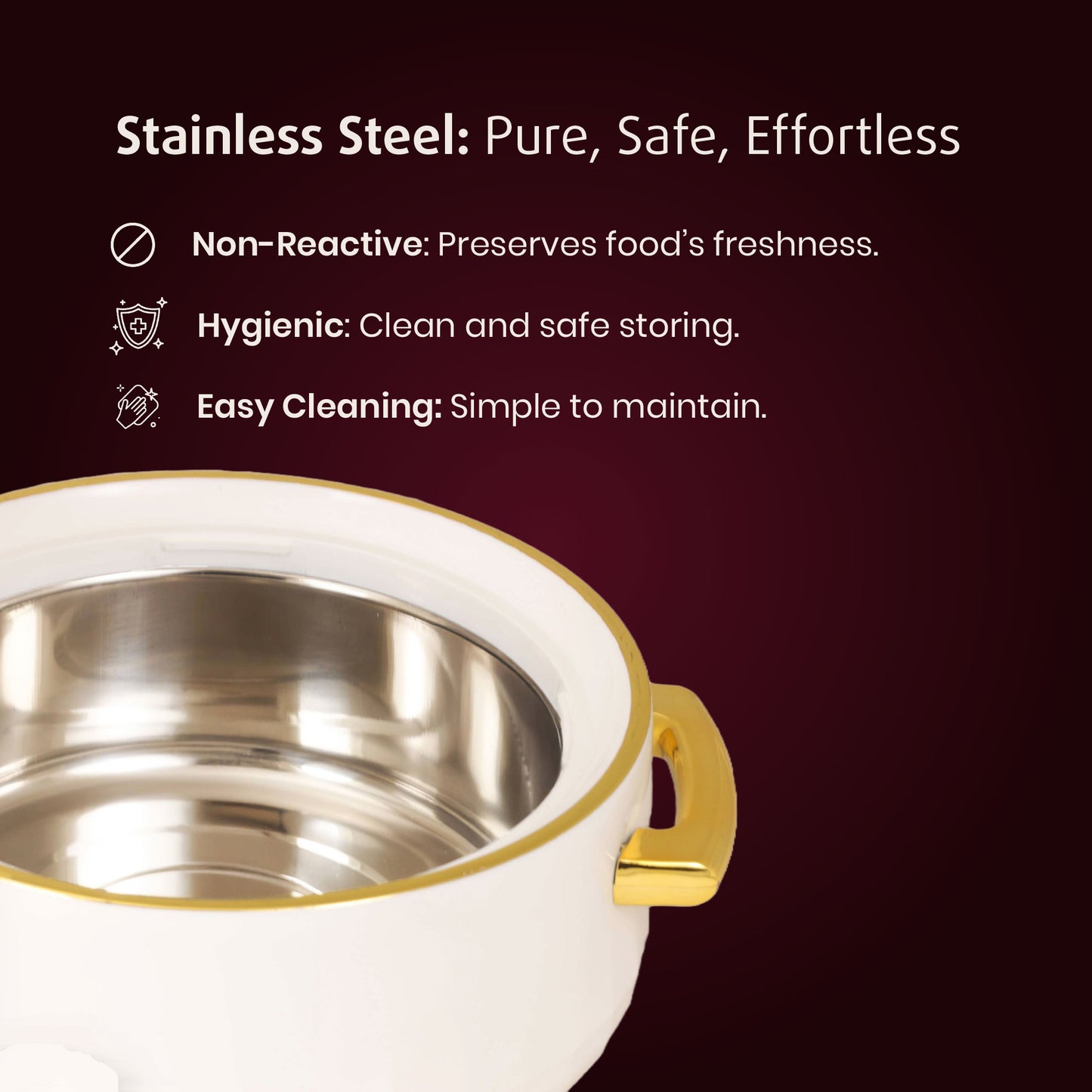 Selvel Elegance Glass Casserole – White (1700ml, Insulated Hotpot)