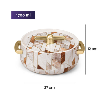 Selvel Elegance Royal Casserole – Ceramica White (1700ml, Insulated Hotpot)