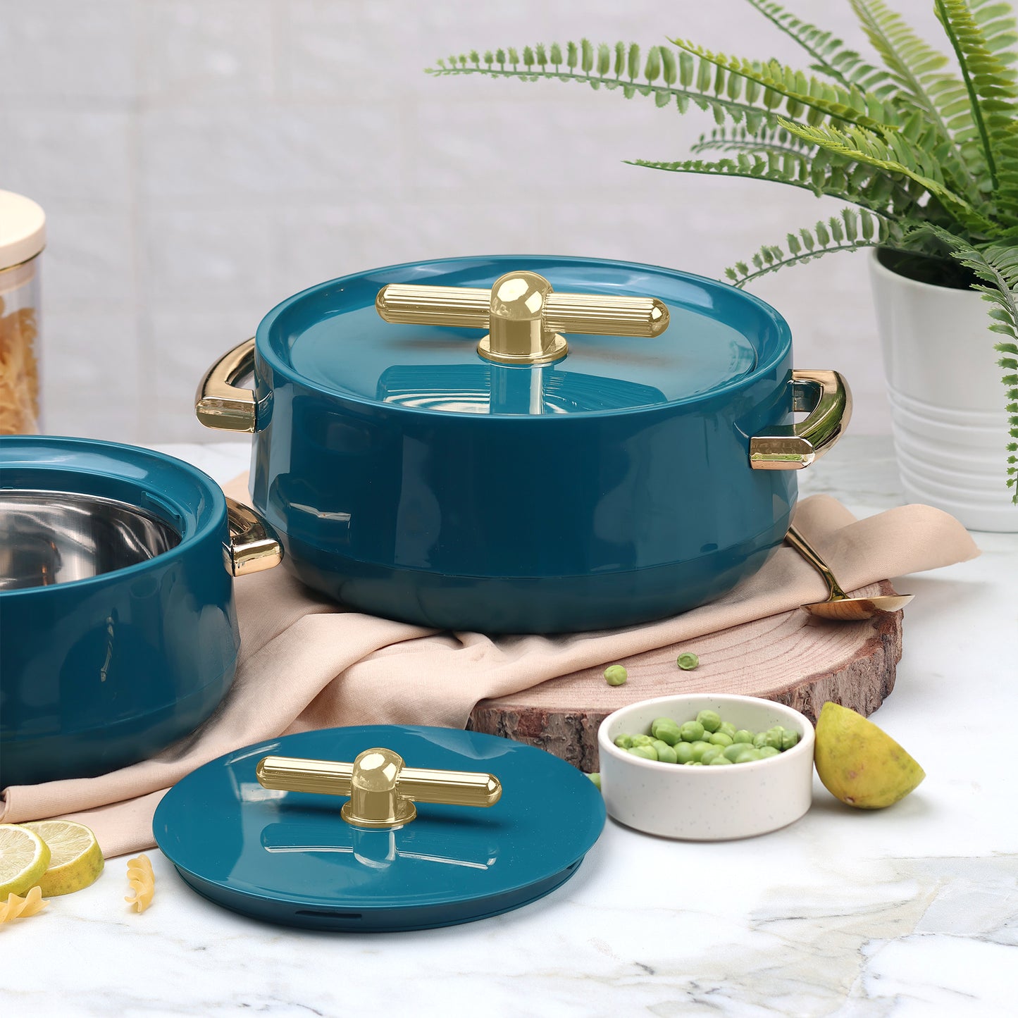 Selvel Elegance Inner Steel Casserole Set of 3 Dark Green (1700ml, 1200ml, 600ml)