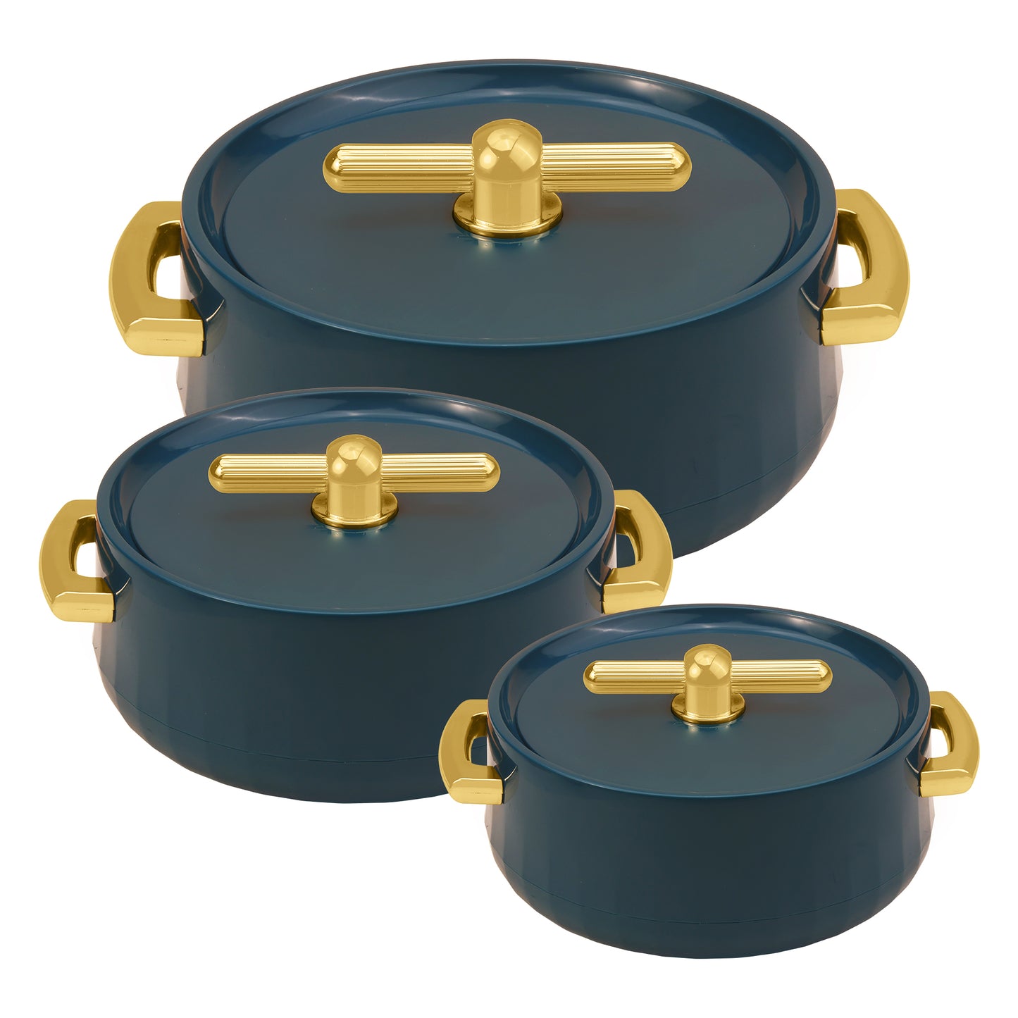 Selvel Elegance Inner Steel Casserole Set of 3 Dark Green (1700ml, 1200ml, 600ml)