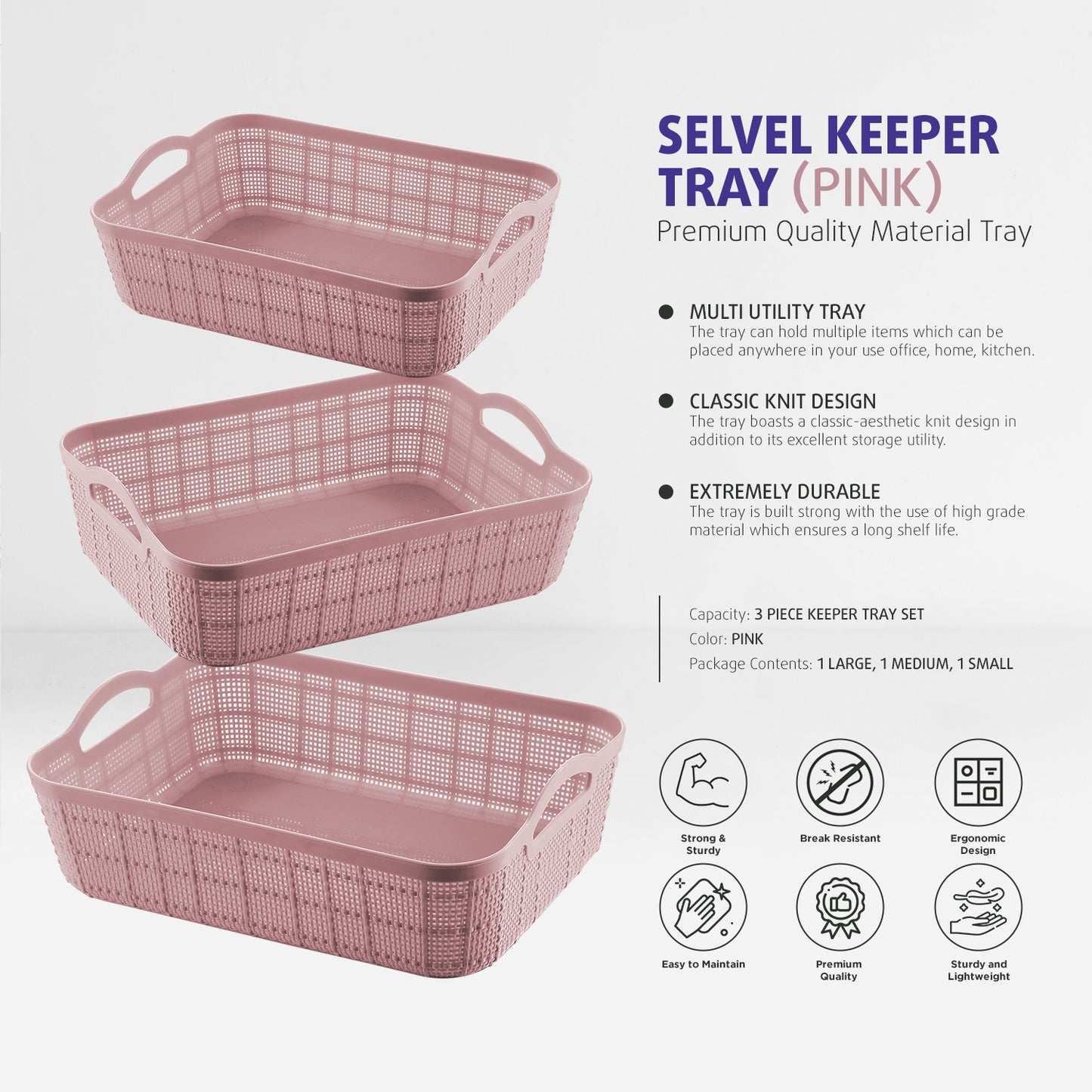 Keeper Tray | Set of 3 | Pink