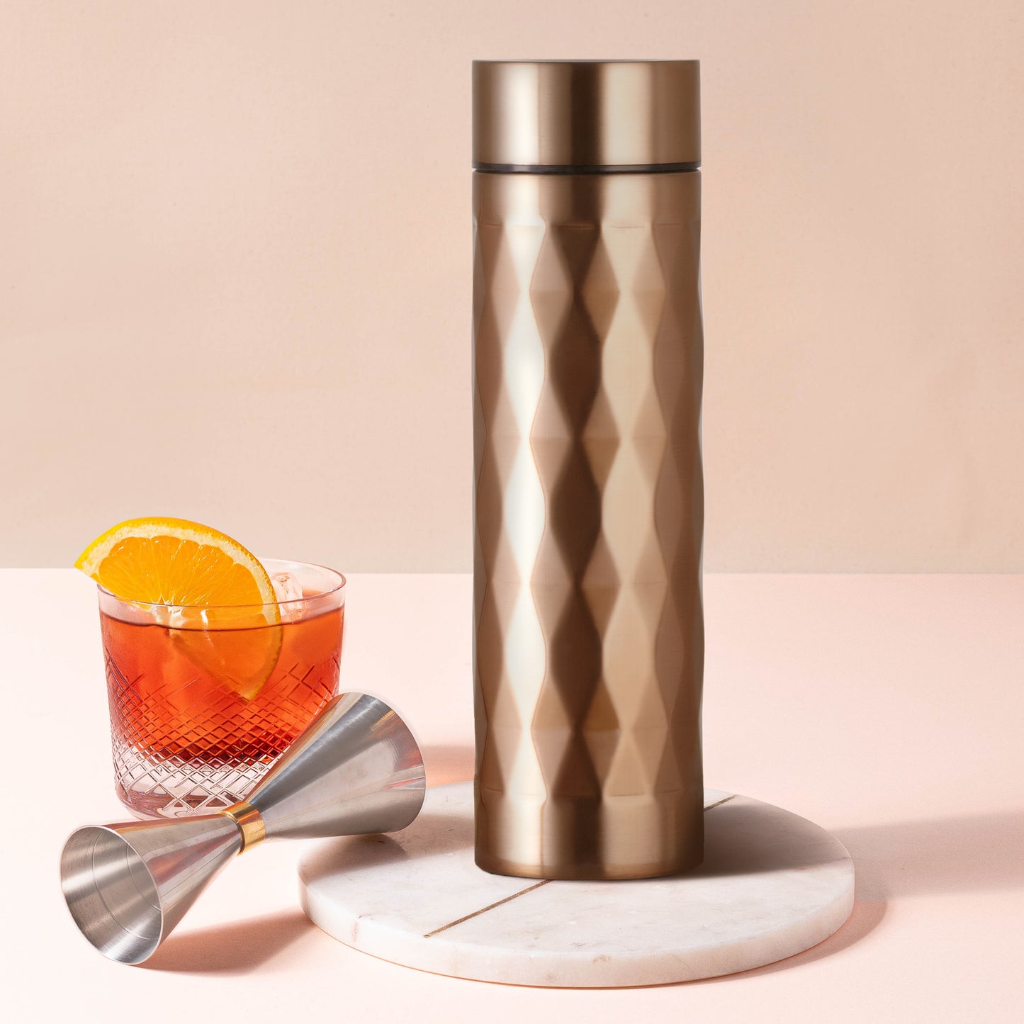 Selvel Prism Double Walled Vacuum Insulated Stainless Steel Flask (500 ML - Gold)